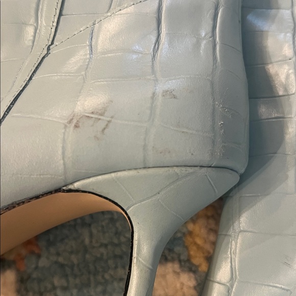 Zara blue leather croc pointed heel boot size 6 - Picture 7 of 11